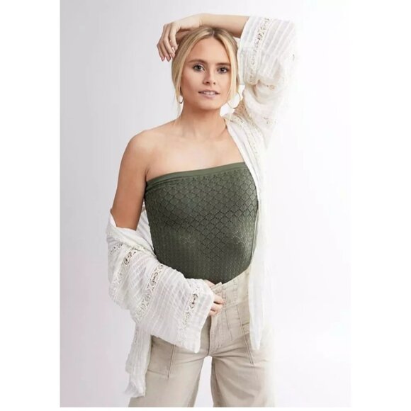 NWT Free People Willow Lace Kimono Size M/L Long Sleeves Ivory Semi Sheer AS IS - Picture 12 of 12